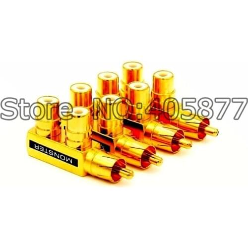 4x Gold Plated RCA AV Audio Y Splitter Plug Adapter