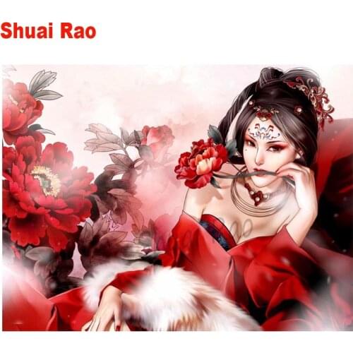 5d diy Diamond painting mosaic Japanese woman drill crystal picture Full square round diamond embroidery wall art