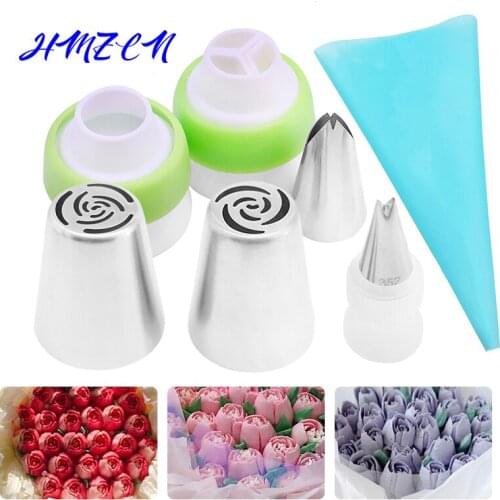8PCS Cream Baking Pastry Tools Bakeware Confectionery Bags Rose Flower Leaf Nozzles Confectionery Cake Shop Home Kitchen Dining