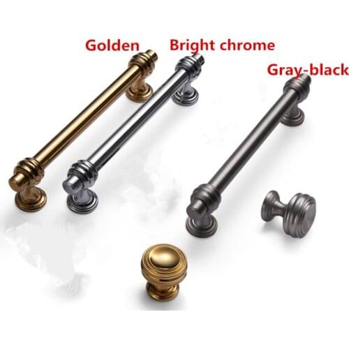American European Solid Zinc Kitchen Bath Cabinet Drawer Door Pull Handle Knob Chrome Brushed Nickel Gold Gun Black