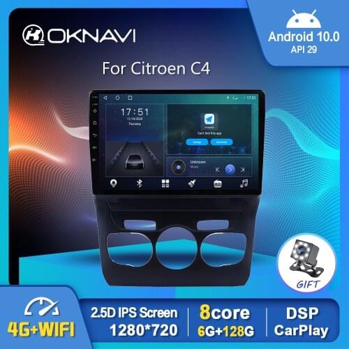 Android 10.0 DSP Car Radio Multimedia Player For Citroen C4 2013 2014 2015 2016 Video Navigation BT OBD GPS 4G 64G No 2 Din DVD