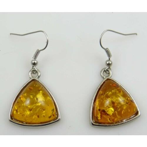 Free shipping 1pair Fashion Precious Modernist TEARDROP GOLDEN HONEY PRESSED AMBERS earring jewellery making C59