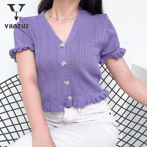 Bodycon Crop Tops Gothic Harajuku Zipper Fashion Girl Top Summer Short-sleeved T-shirt V-neck Knitted Short Hollow Blouse