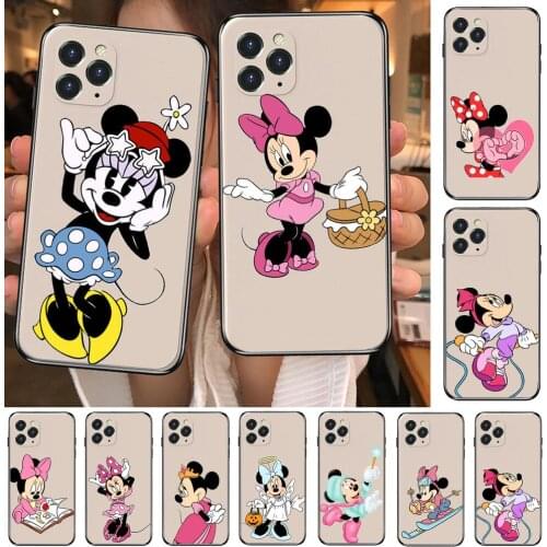 Summer Minnie Mouse Anime Phone Case cover For iphone 12 Pro Max 11 8 7 6 S XR PLUS X XS SE 2020 mini cell shell milky white