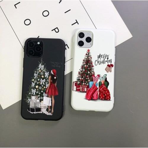 New YearFashion Christmas girl TPU Silicone phone Case For iPhone 12pro Xs 11 Pro Max 6s 7 8 Plus XR 12mini SE balck soft cover