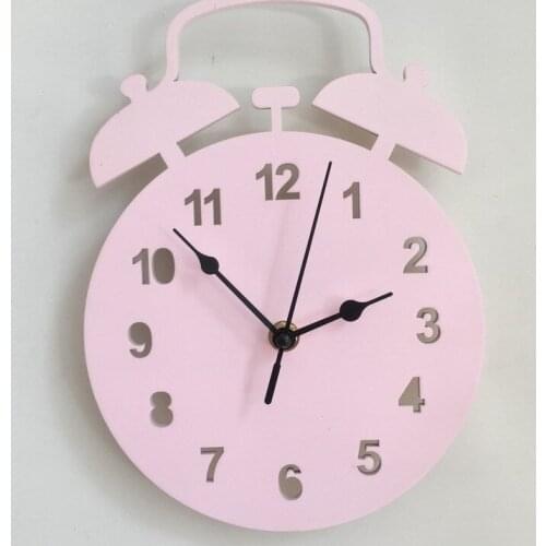 Wooden Wall Decoration Of Clock In Childrens Room Alarm Clock Shape Wall Clock Living Room Clock Pink Green