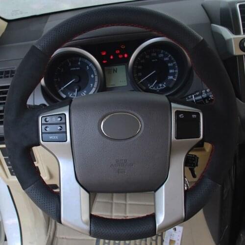 DIY Car Steering Wheel Cover Soft Black Genuine Leather Suede For Toyota Land Cruiser Prado 2010-2017 Tundra Tacoma 4Runner