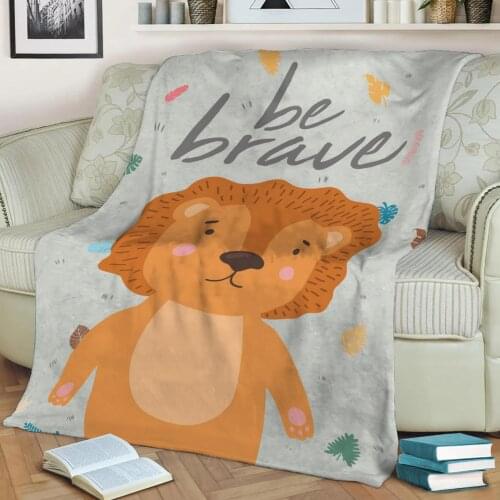 Be Brave Like A Lion Flannel Throw Blanket 3D Printed Keep Warm Sofa Child Blanket Home Decor Textiles Dream Family Gift