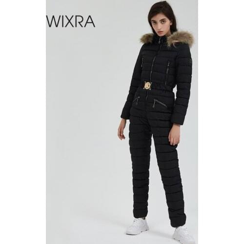 Wixra Women Winter One Piece Ski Jumpsuit Breathable Snowboard Skiing Pant Sets Bodysuits Thick Warm Snow Suits Streetwear
