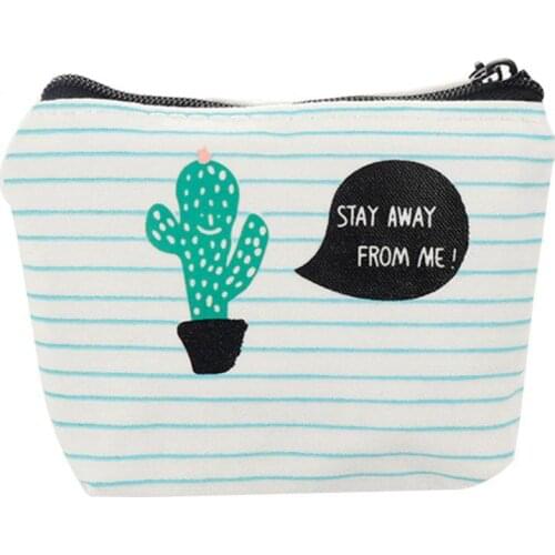 Cactus Print Coin Purses Women Girls Students Keychain Pencil Case Zipper Wallet Storage Coin Pouch Holder Mini Bag