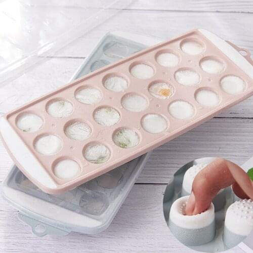 21 Grid Round 3D Cone PP Ice Making Mold Home Bar Party Kitchen DIY Ice Cream Mold Soft Bottom with Lid Ice Tray