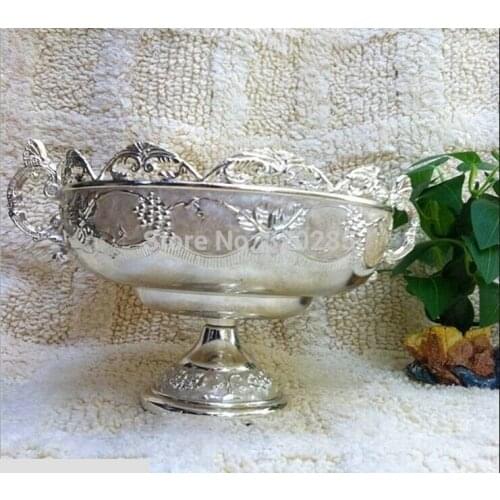 New arrival silver finish metal fruit round bowl/ zinc alloy fruit tray/ nut plate, dish tray, wedding flower compote