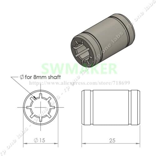 1pcs Linear Shaft Drylin RJ4JP-01-08 plastics bearing replaces Solid Polymer LM8UU for Anet Reprap Prusa i3 3D Printer 4 orders
