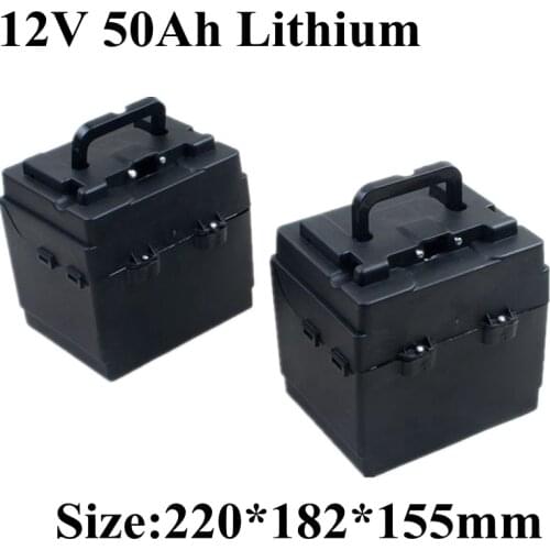 Lithium 12V 50AH lipo Lithium ion Battery Pack with BMS for Car Board Long Life Deep Cycles Solar Energy power +12.6v 5A charger