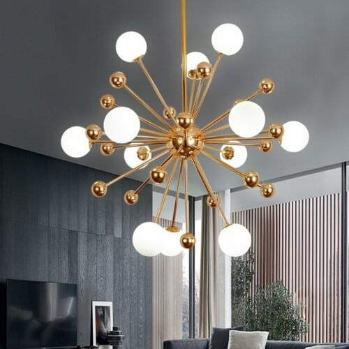 Globe chandelier Lighting Kitchen Restaurant golden chandelier plexiglass acrylic molecule sputnik lamp italian chandelier