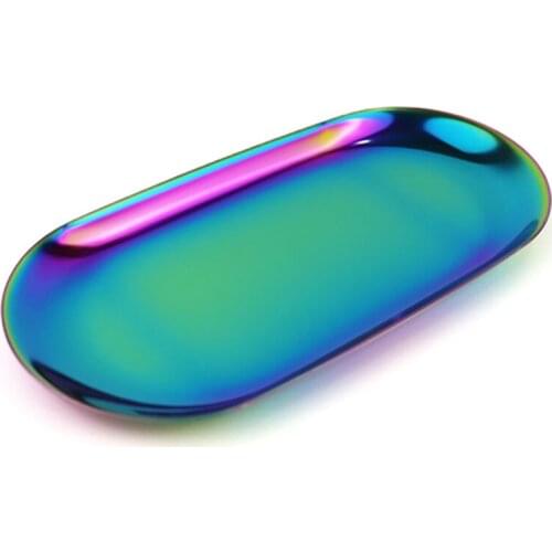 Metal Tray Dinning Plate Storage For Fruit Cake Snack Silver Stainless Steel Gold Thick Design Nordic Style Serving Trays