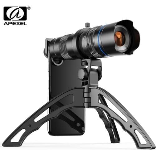 APEXEL Metal HD 20-40x zoom telescope telephoto lens monocular phone camera Lens with mini tripod for Samsung iPhone most phones