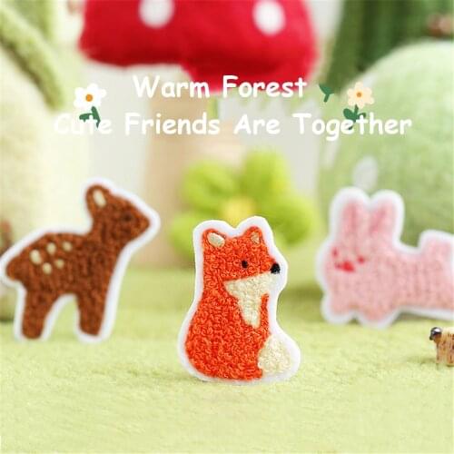 AHYONNIEX Cat Deer Rabbit Fox Patches for Clothing DIY Iron On Patches on Clothes Cute Glue Sticker Embroidery Badges