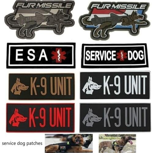 Service Dog Badges PVC Rubber Hook Patches Army Military Tactical Clothes Accessories Patch Dog Pets Vest