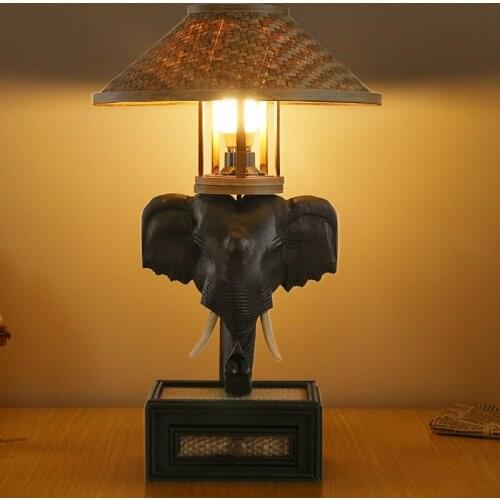 Elephant Table Light Creative Lamp Lighting Chinese Bedroom Bedside Decoration Table Lamp Personality Living Room Art Desk Lamps