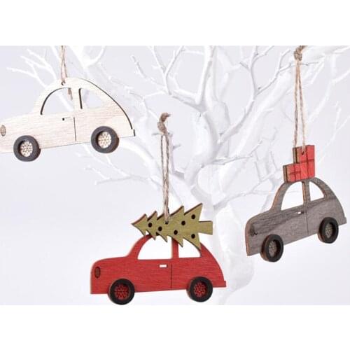 New 300pcs/lot Wooden Christmas Tree Decorations Elk Car Hanging Pendants New Year Christmas Decorations