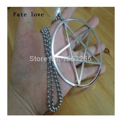 Fate Love So Fashion Large 4'' Pentagram Pentacle in Circle Stainless Steel Necklace with 32'' Chain UNISEX Wiccan Pagan