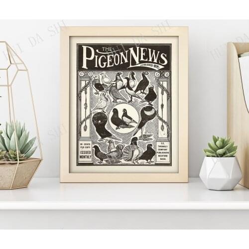 Pigeon Print • Antique Pigeon News Magazine Cover Wall Art • Pigeon Poster • VIntage Bird Art