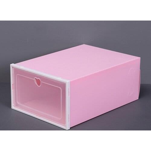 6PCS Transparent Plastic Heart Hole Clamshell Shoe Box Thickened Dustproof And Waterproof Foldable Combination Shoe Cabinet
