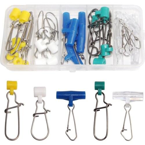 Shaddock Fishing 25Pcs/Box Fishing Sinker Slip Clips Plastic Head Swivel With Duo Lock Snap Stainless Steel Nice Snap Kit