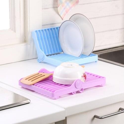 Kitchen Foldable Dish Drying Rack Organizer Multi-function Kitchen Drainer Shelf Plastic Storage Holder Kitchen Accessories