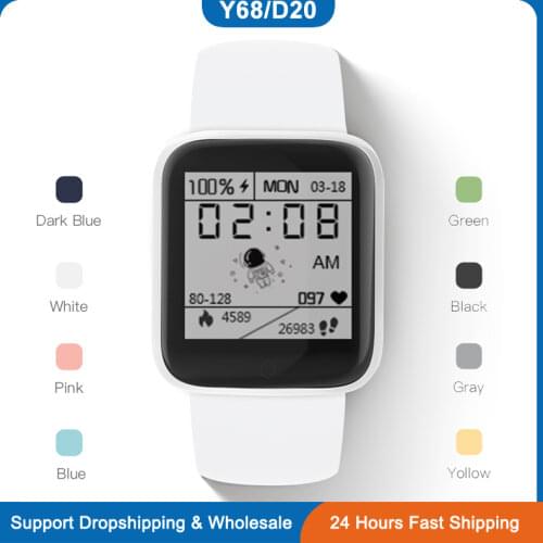 2021 New Macaron Y68 D20 Smart Watch Colorful Fashion Fitness Bracelet Tracker Heart Rate Monitor Pressure Bluetooth Smartwatch