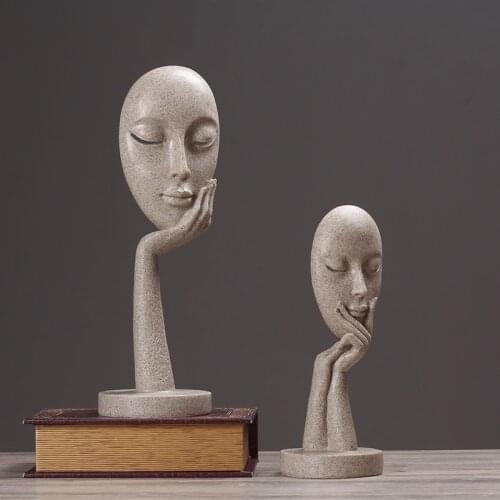 Modern Minimalist Woman Face Model Ornament Living Room Resin Carfts Arts Model Room Hotel Decorative For Gift