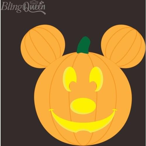 BlingQueen 12PCS/LOT Korean Hot Fix PU Vinyl Patches Iron On Transfers DIY Thermal Stickers Pumpkin Design