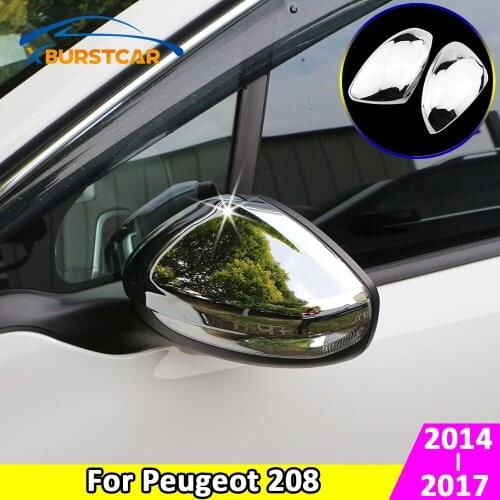 Xburstcar for Peugeot 208 2014 - 2017 ABS Chrome Car Rear View Mirror Protection Covers Rearview Mirror Stickers Accessories