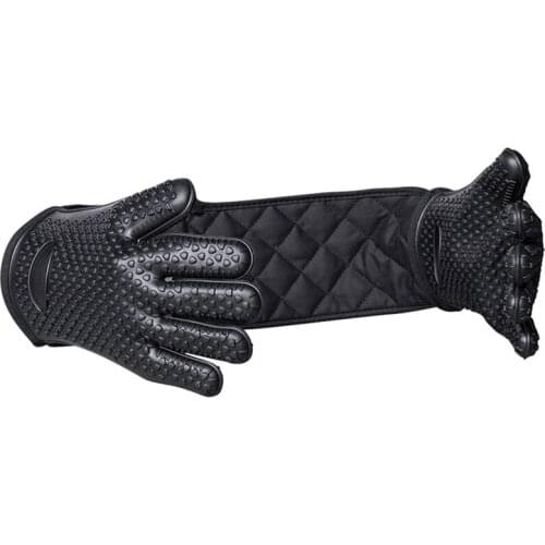 Heat Resistant Oven Mitts Kitchen Baking Cooking Gloves Extra Long Cotton Canvas Stitching BBQ Oven Gloves