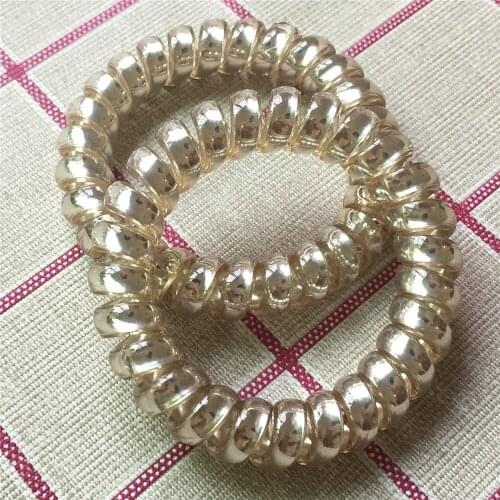 Rose Gold Women Rubber Hair Rope Elastic Hairbands Spiral Shape Hair Ties Headwear Accessories Telephone Wire Line Headband