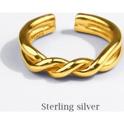 Sole Memory Geometric Braided Knot 925 Sterling Silver Female Resizable Opening Rings SRI729