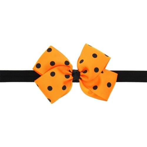 10 pcs/lot , Halloween Grosgrain Ribbon Bow Headband, Pumpkin Polka dot Bow headband