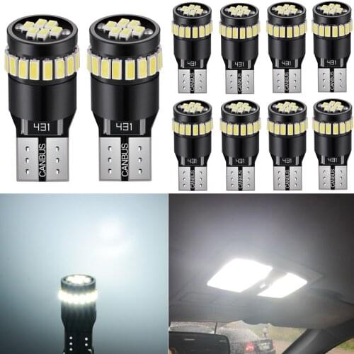 10x W5W T10 LED Bulbs Canbus Car Parking Wedge Lights Interior Lamp For Ford Focus 1 2 3 mk2 mk3 Fiesta Mondeo mk4 Ecosport Kuga