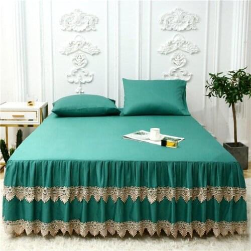 2020 new polyester Bed spread Fitted Sheet Pillowcases 2/3 pcs Double layer water soluble embroidery lace princess bedding