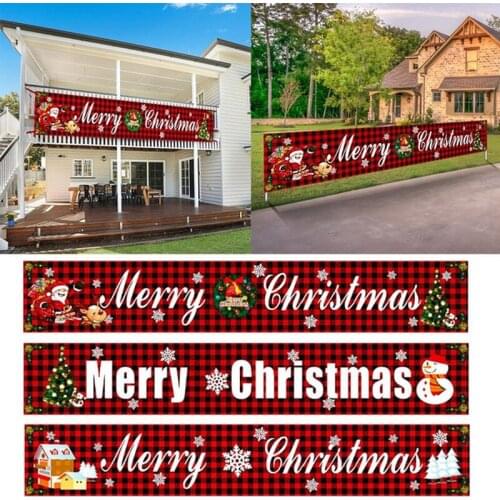 2020 Christmas Elk Snowman Santa Claus Cloth Hanging Flag Merry Christmas Decorations For Home Christmas Ornaments Banners