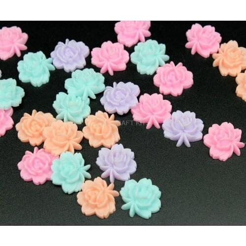 250 matte antique pastel Resin Peony Rose Flower Cabs 20mm Resin Decoden Kawaii Cabochons Cellphone Deco mix color