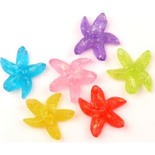 30Pcs 22x22mm Mixed Resin Bright Starfish Cabochon Flatback Decoration Crafts Embellishments For Scrapbooking Diy Accessories