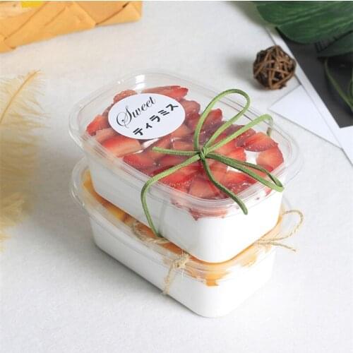 50pcs Net red packaging box transparent PET plastic boxes 500ml large baking package ice cream fruit cake favor boxes gift boxes