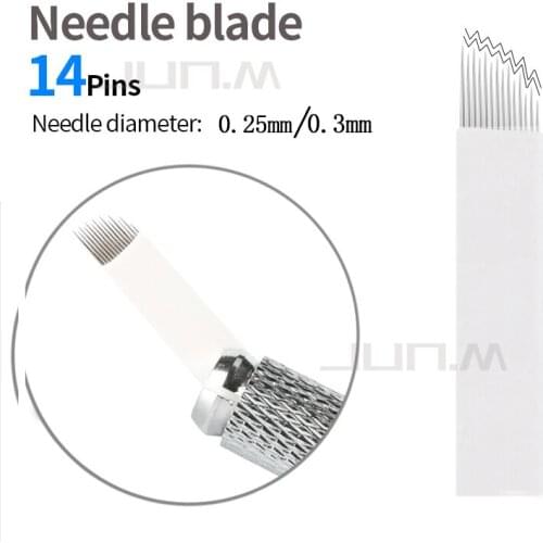 50 PCS 14Pin High Low Microblading Needles Blade Eyebrow Permanent Makeup Manual For 3D Embroidery Tattoo Pen Machine
