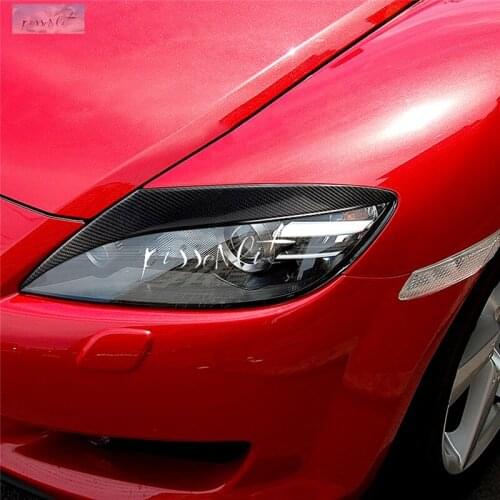 Car Styling Accessories Real Carbon Fiber Headlight Eyebrows Eyelids Trim for Mazda RX 8 RX8 2004-2008 Car Stickers High Quality