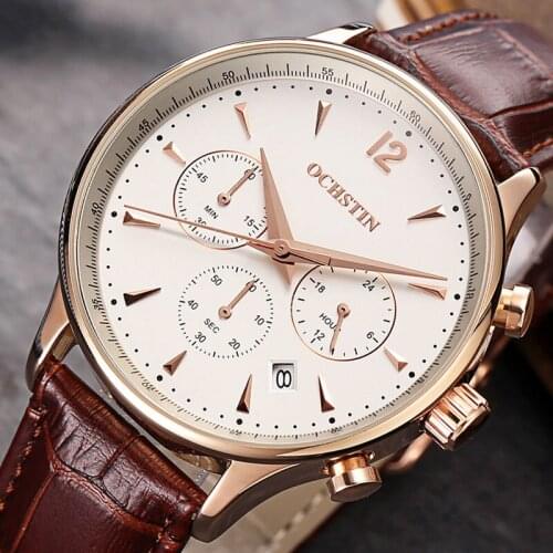 OCHSTIN 2021 Top Brand Luxury Mens Fashion Casual Mens Watch Multifunctional Waterproof Sports Business Date Chronograph Reloj