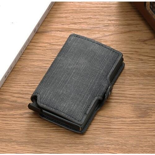 Casekey Anti-Theft RFID Blocking Aluminum Wallet Minimalist Card wallet Denim Leather Coin Card Case