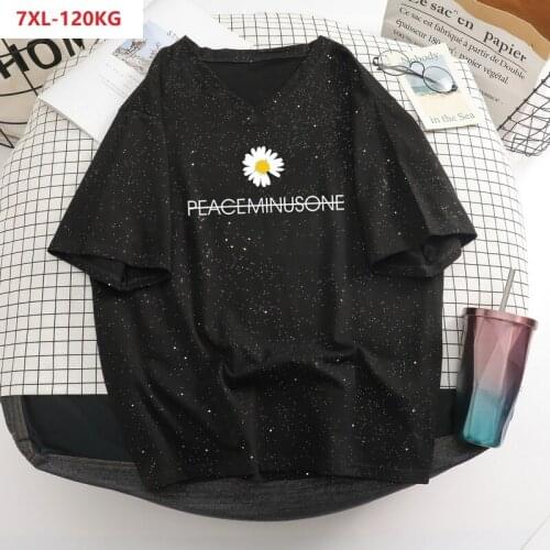 Summer t-shirt women short sleeve tees letter Sequins plus size 7XL loose oversize tees cotton fashion personality tops 54 50 52