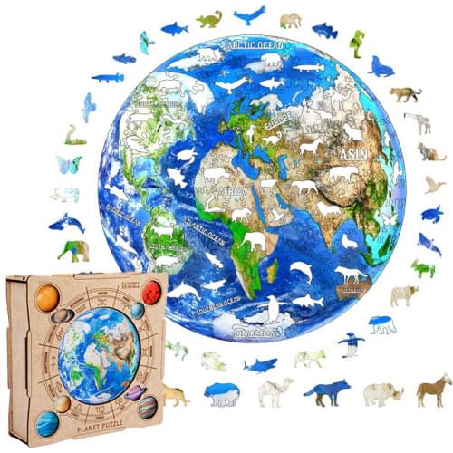 Earth Puzzles Irregular Puzzles High Difficulty Decompression Wooden Puzzle Gathering Game Parent-child Interactive Toys